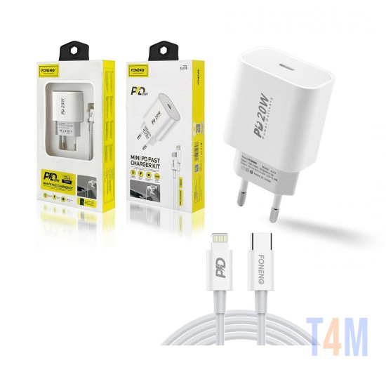 Charger Foneng EU39 Type-C Input with Type C to Lightning PD 20W 1m White